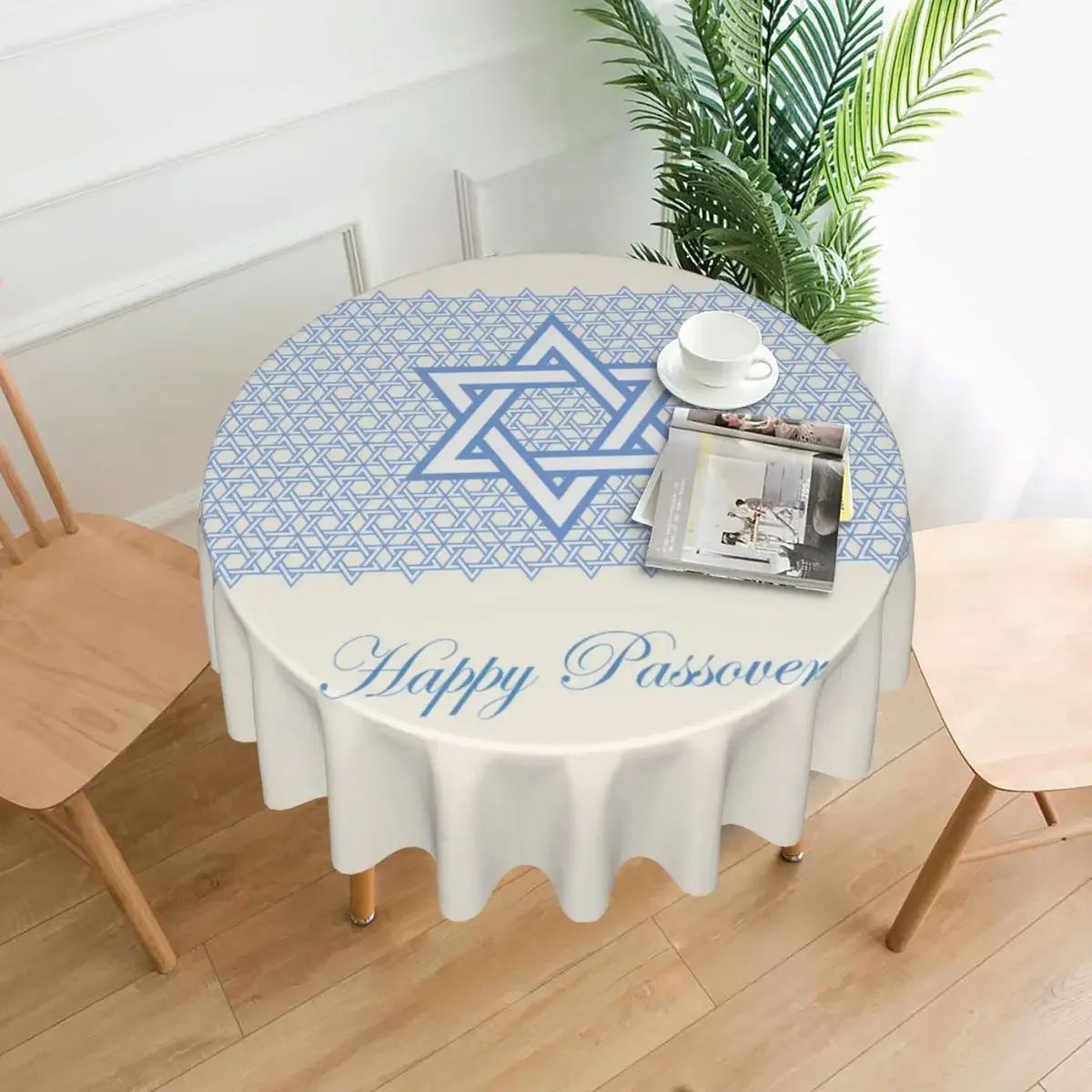 Hapyy Jewish Passover Round Tablecloth Religious Protection Table Cloth Fashion Home Picnic Events Party Printed Table Cover