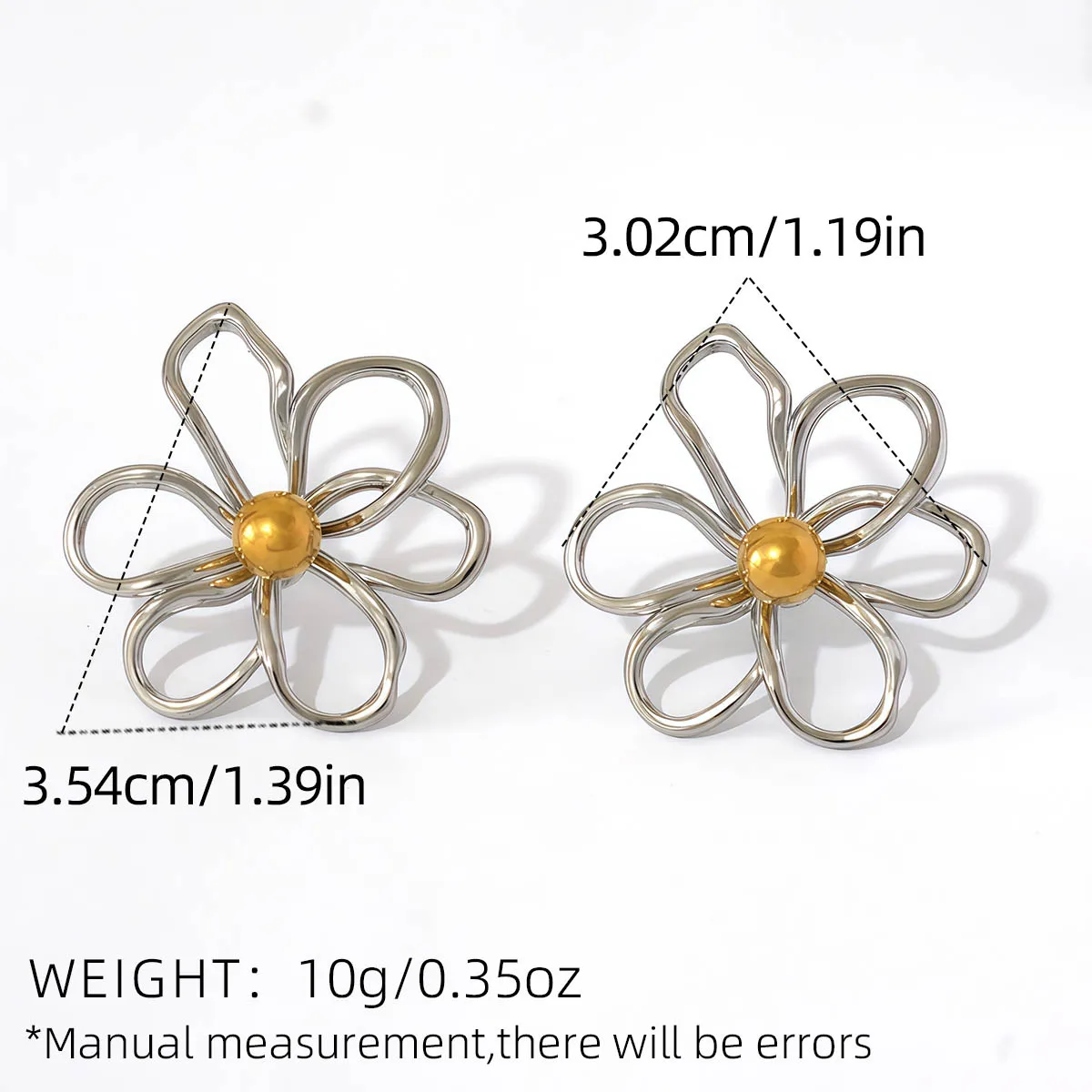 Exquisite Hollow Flower Design Stainless Steel Earrings 18K Gold Plated Waterproof High Quality Ladies Jewelry For Daily Etc