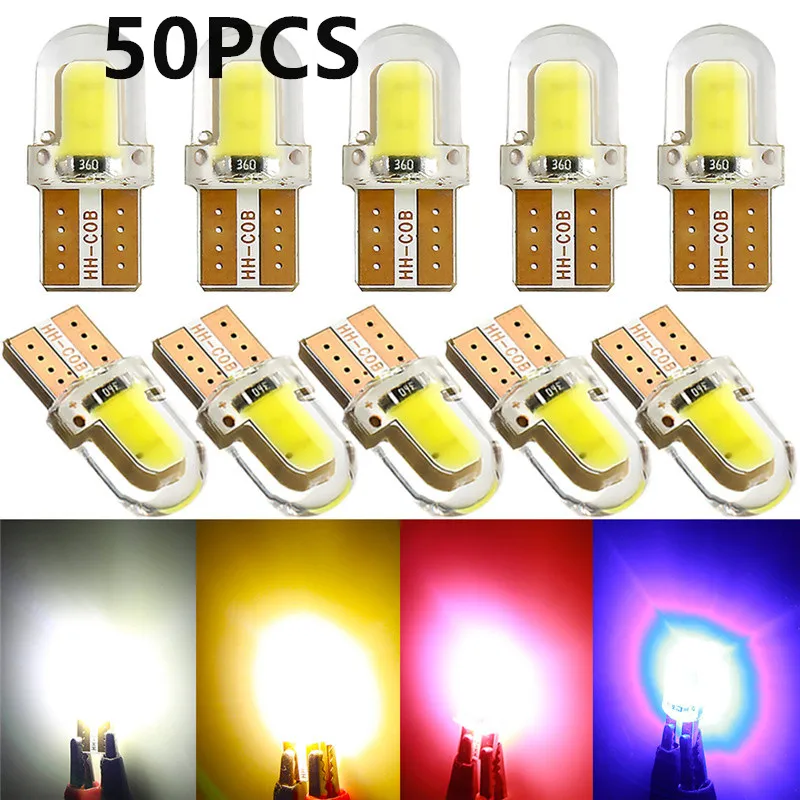 Массовая Упаковка Светодиодных Парковочных Ламп W5W T10 COB 4SMD Canbus Silica Белые Лампы Для Номерного Знака Авто Фара Заме...