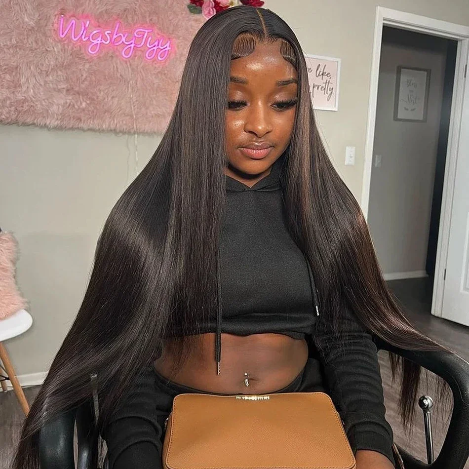 

40 46 Inch Straight Human Hair Wig 13x6 HD Lace Front Wigs Pre-Plucked Human Hair 100% Human Hair Wigs Natural Color for Women