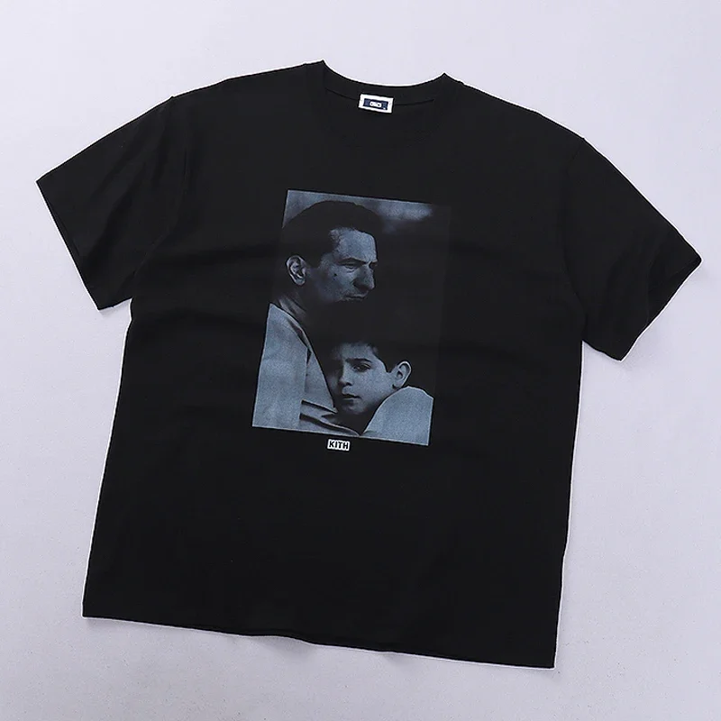 تي شيرت قطني فضفاض بأكمام قصيرة من علامة تجارية أزياء High Street الأمريكية للرجال والنساء من القطن الثقيل باللون الأسود #3