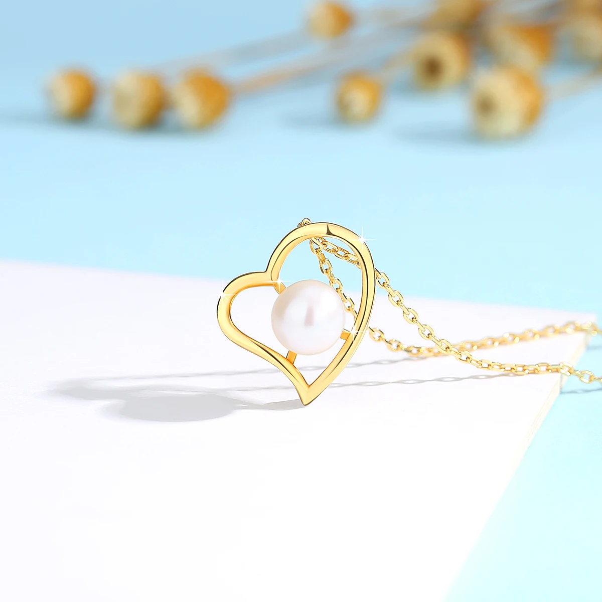 18K Gold Natural Pearl Pendant Heart Love Necklace AU750 Classic Romantic Wife Girlfriend anniversary Gift For Woman Jewelry