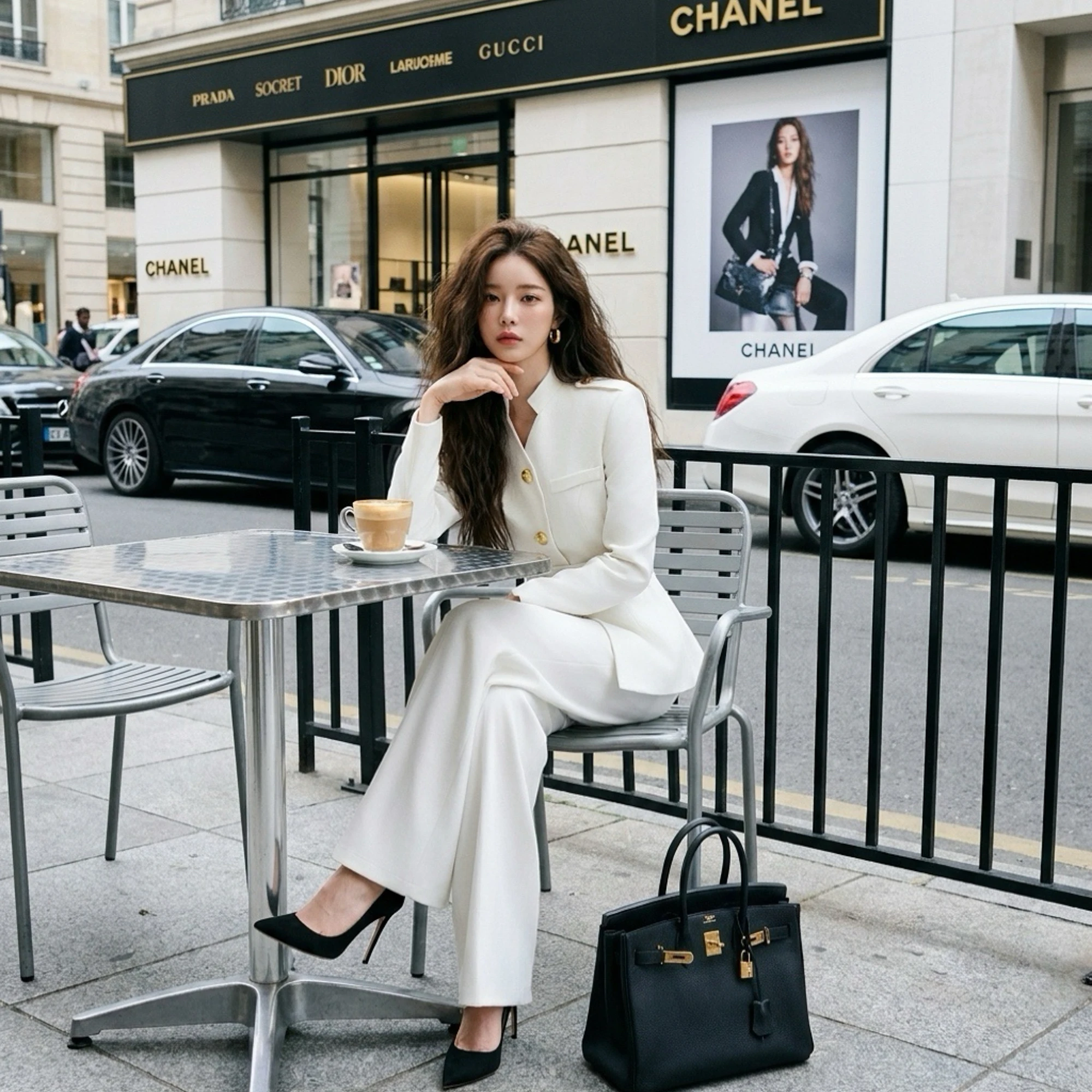Elegant Women Blazer Suit Set Single Breasted Blazer Jacket with Belt+ High Waist Wide Leg Pants Office Lady Outfits DM3CSE024