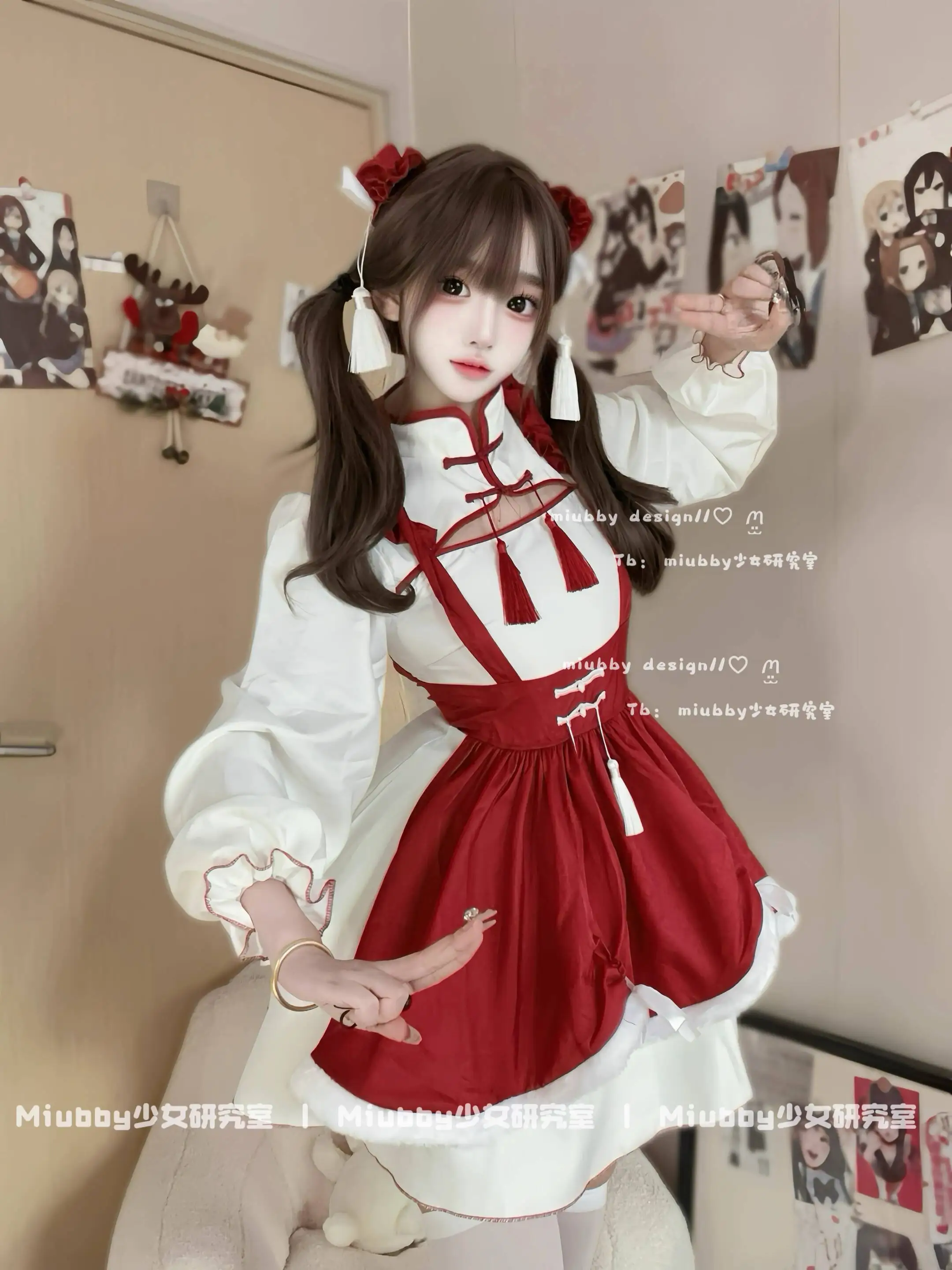 

Miubby "Praying For Snow Maiden" Autumn Winter Christmas New Year Lolita Long Sleeve Maid Costume Chinese Style Cosplay Outfit