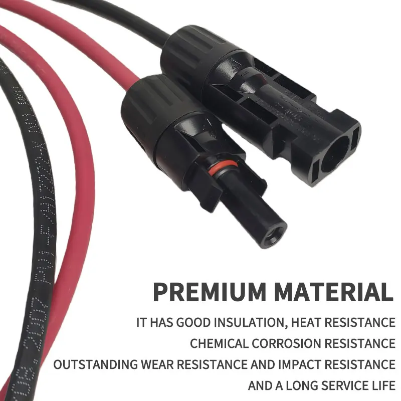 6 mm²/10AWG Extension Cable PV1-F Solar Panel Wire, Waterproof DC Connector Male & Female Pair for Photovoltaic System