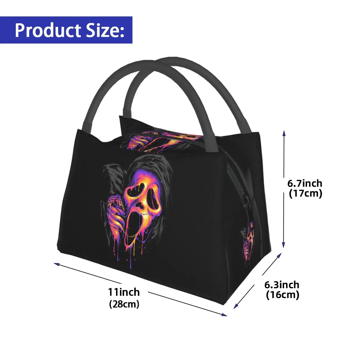 Bleeding Ghost Face Halloween Skeleton Skull Insulated Lunch Bag Food Boxes Leakproof Container Cooler Thermal Lunch Box Tote