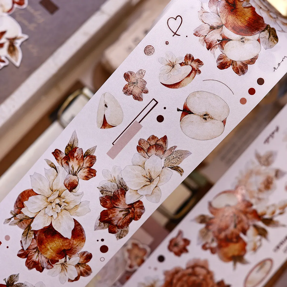 XBJ New Sweet Dream Flower Event Big Flower Apple washi PETshell shiny die cut Vintage journal tape