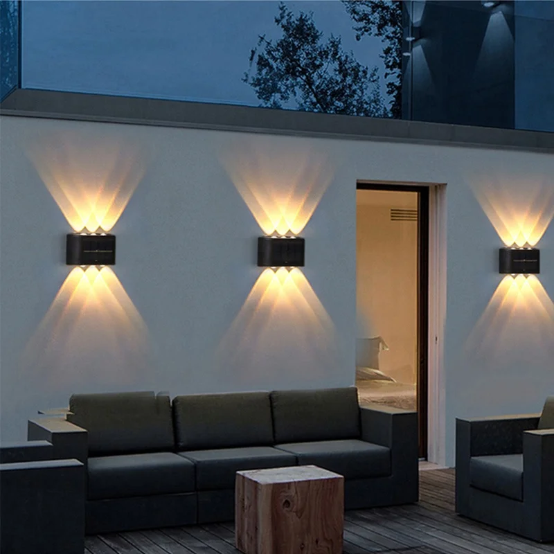 Luzes solares à prova dip65 água ip65 jardim ao ar livre lâmpadas solares 2/4/6/8/10 leds pátio passos lâmpadas para cima e para baixo iluminação luminosa