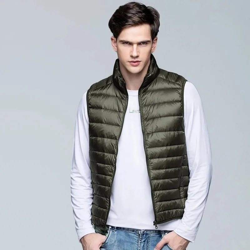 Chaleco informal de otoño para hombre, chaqueta ligera sin mangas con cremallera completa, chaleco para exteriores con bolsillos