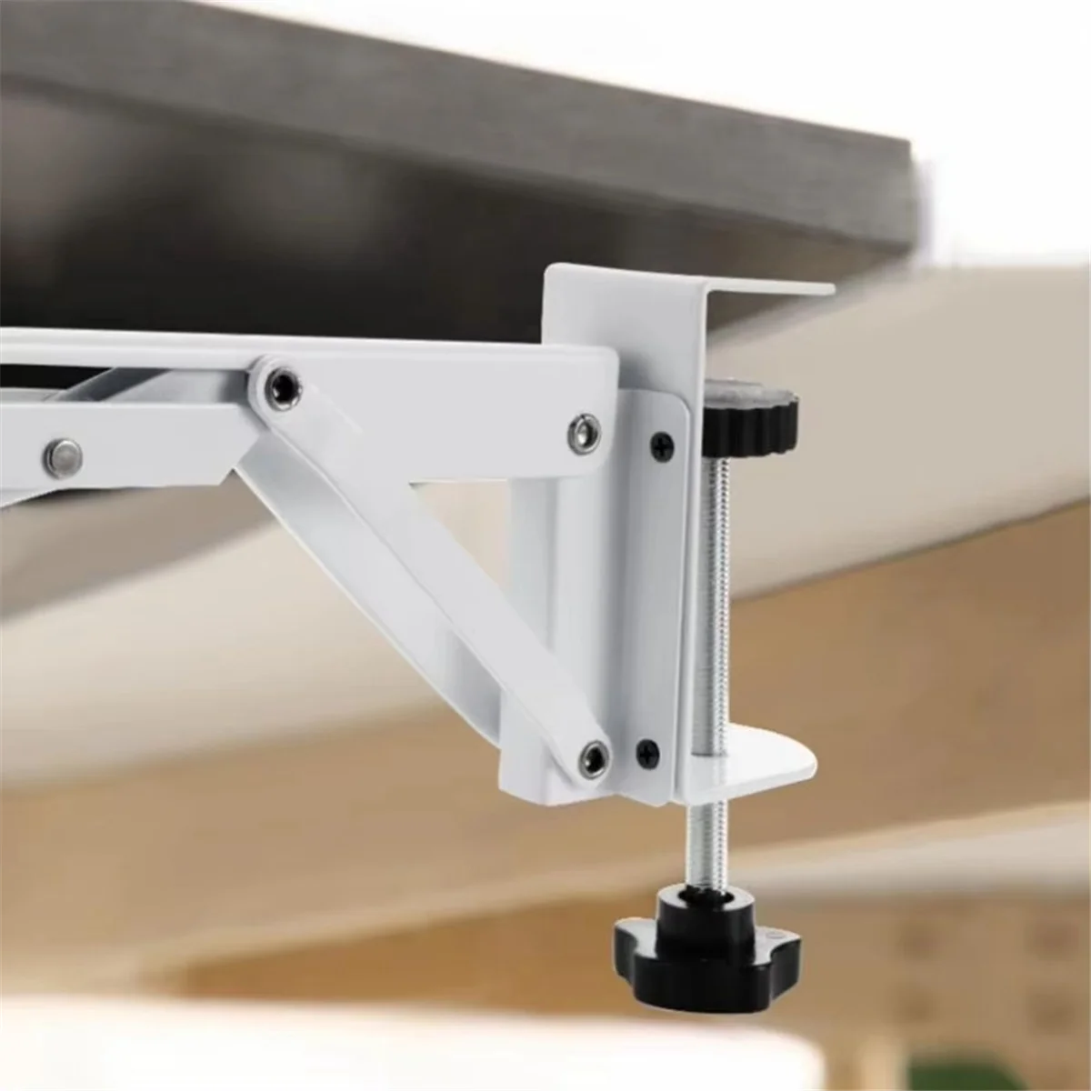 

NEW 2pcs White Foldable Desk Extender Clamp Computer Keyboard Tray Clamp for Home / Office DIY Wooden Desk Extender Board