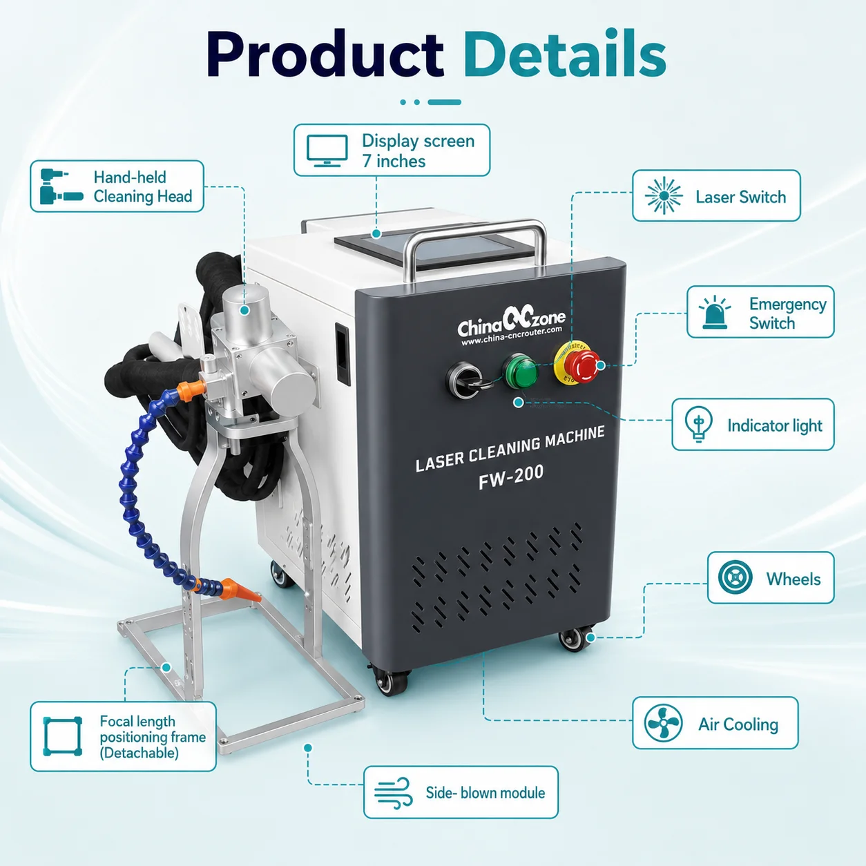 JPT Mopa 300W Pulsed Laser Cleaning Machine Portable Laser Cleaner No Damage Material for Metal Wood Rust Oil Paint Removal