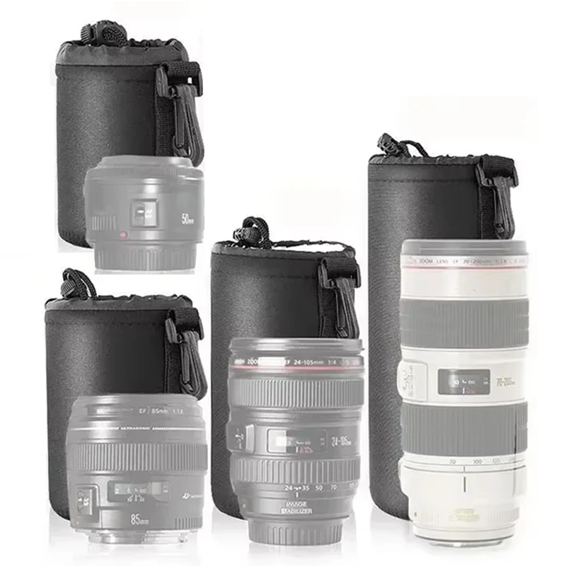 Waterproof Camera Lens Bag Drawstring Bag For Canon For Sony For Nikon DSLR Camera Lens Accessories Case with Hook
