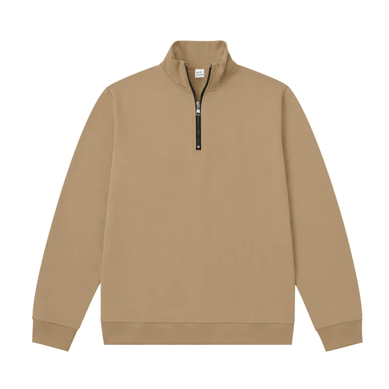 Herren-Sweatshirt mit Fleecefutter für Herbst und Winter, Stehkragen, halber Reißverschluss, langärmelig, einfarbig, warme Freizeitjacke – Detail 13