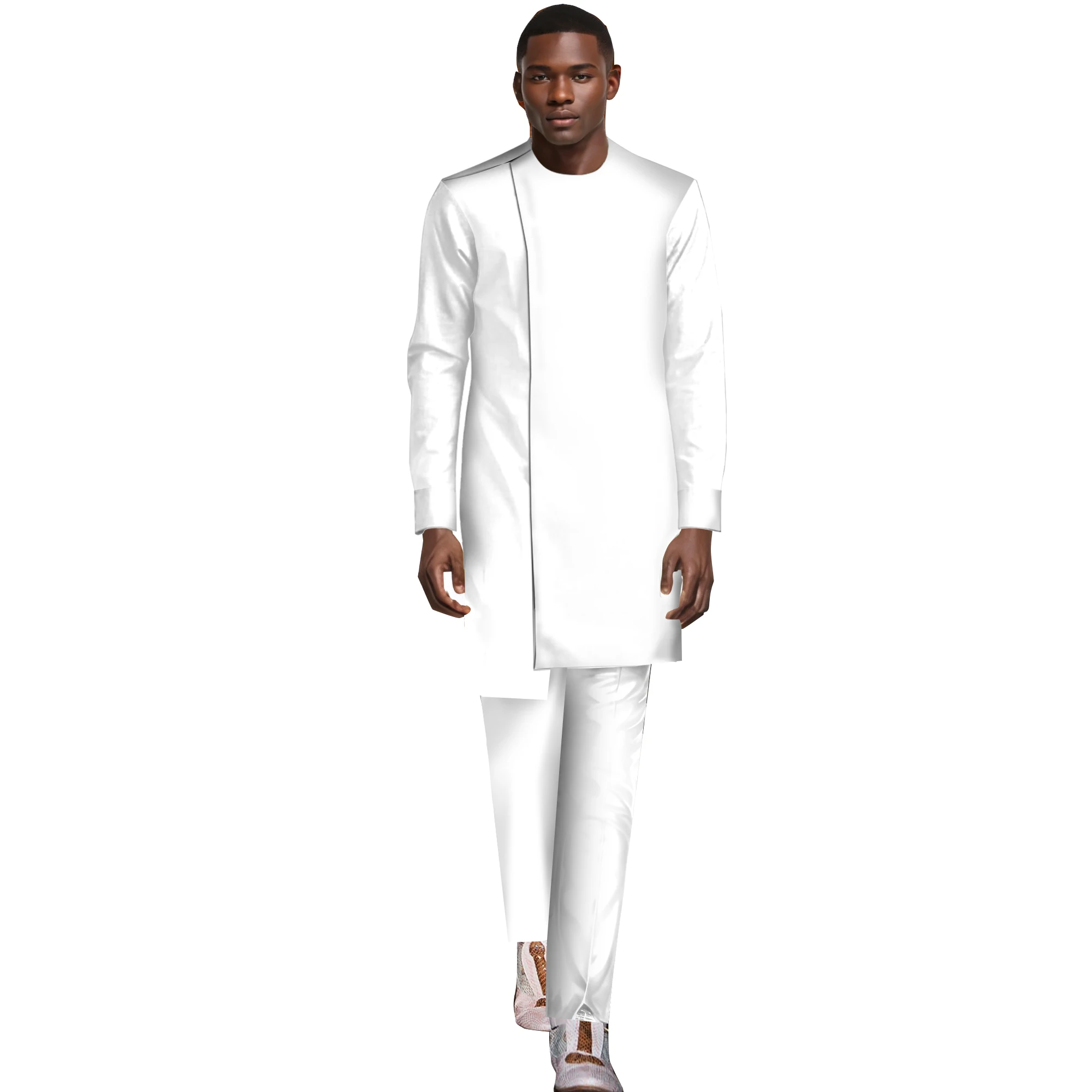Summer Men Patchwork Top and Pant Set African Clothes for Men Casual Top Shirts Trouser Suits Set African Party Clothing WYN552