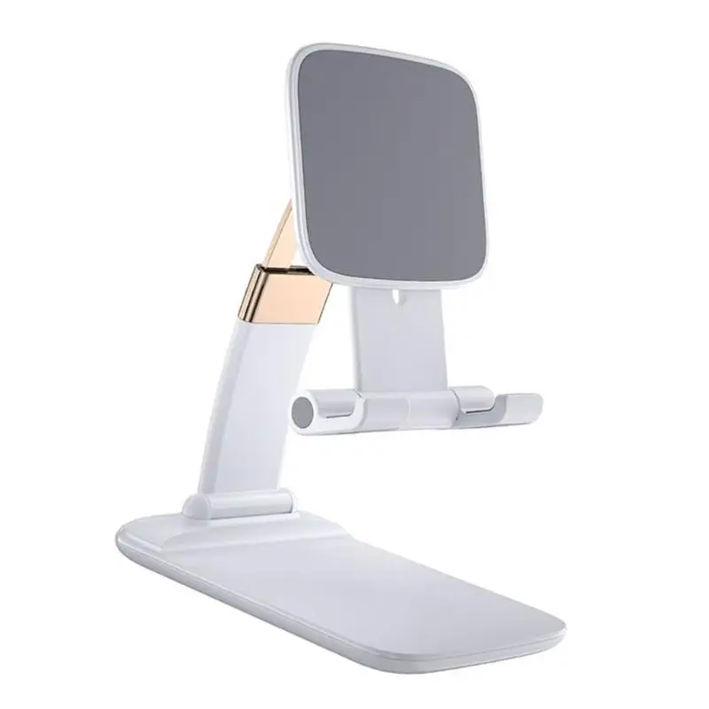 R53C Pullback Adjustable Phone Stand Holder Featuring Not Slip Base Multiple Foldable Brackets for Tablets Smartphones
