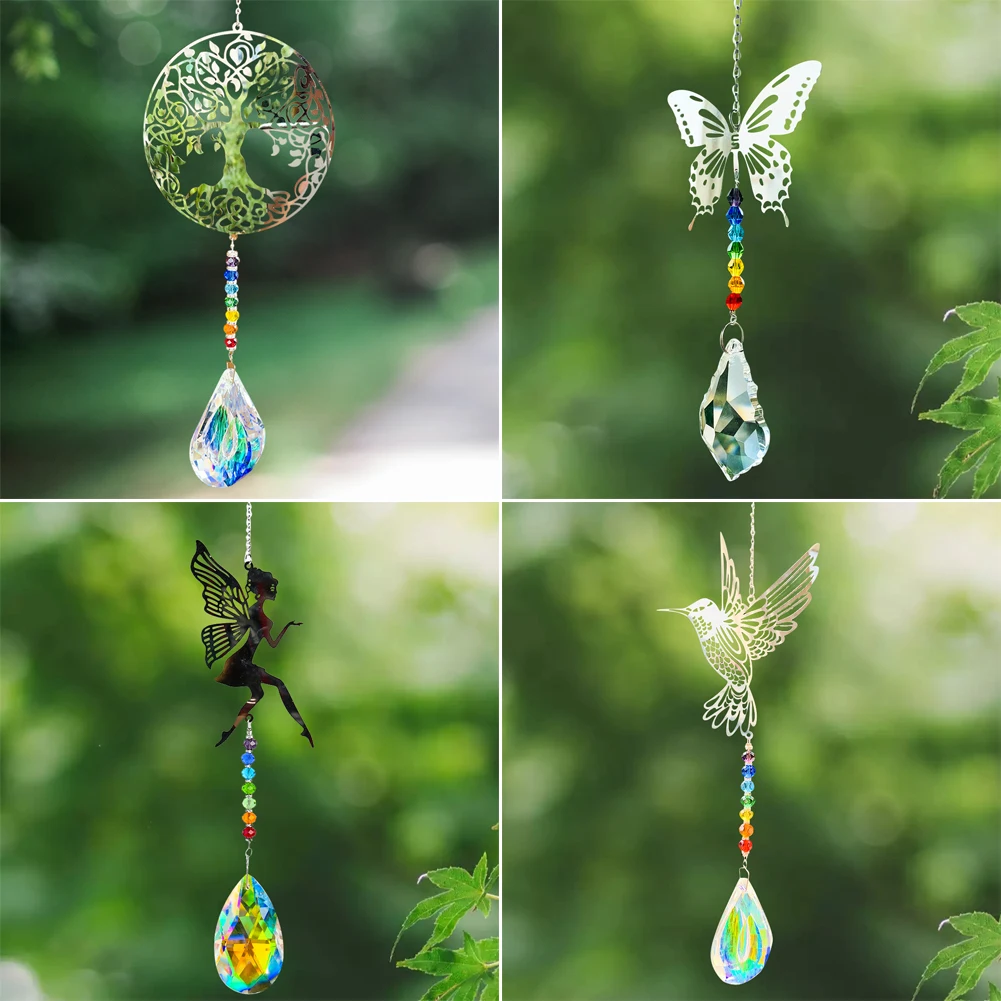 

Chakras Tree of Life Butterfly Fairy Hummingbird Crystal Prism Chandelier Sun Catcher Home Window Garden Wedding Car Art Decor