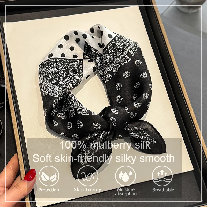 

100% Silk Scarf Bandana Women Square Scarves Mulberry Silk Hijab Scarf Lady Fashion Luxury Headband Shawl Wrap Kerchief Hairband