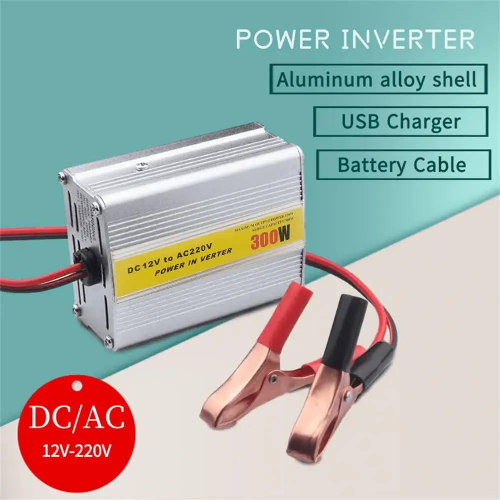 300W Power Converter Convertidor Inverter DC 12V AC 110/220V Car Inverter Automatic Transformer With Battery Clip Car Adapter