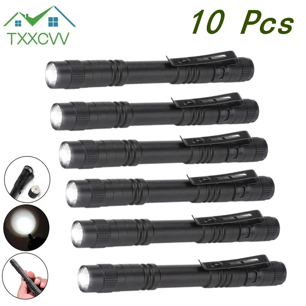 10 sztuk LED latarka Pen Light Mini Portable 1000 lumenów 1 tryb przełączania led latarka dla dentysty i na Camping Hiking