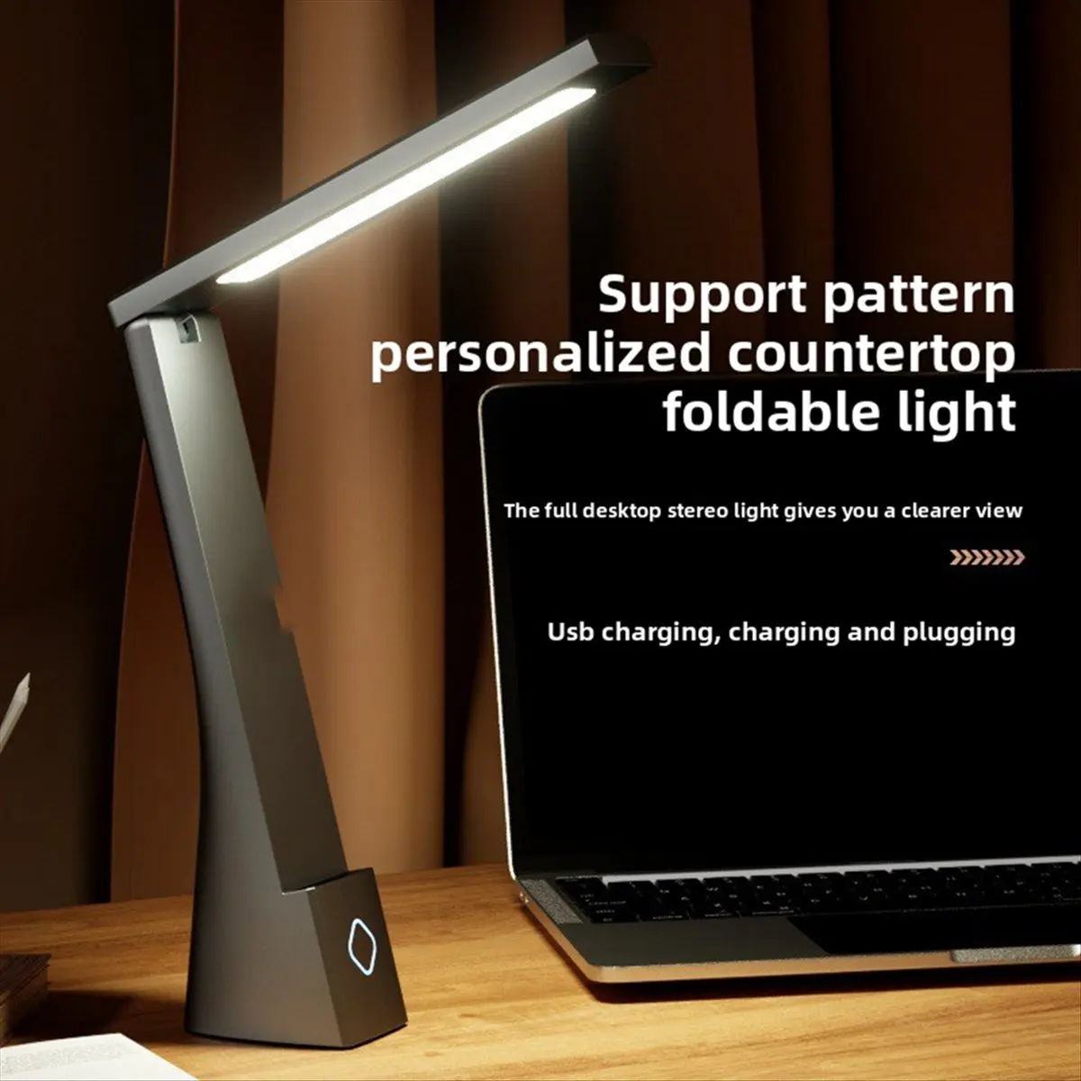LED Eye Protection Children'S Reading and Writing Desk, Rechargeable and Plug-In, Foldable Learning Desk Lamp White