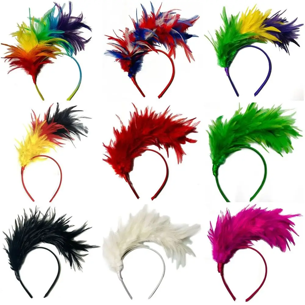 

Comfortable Feather Feather Headband Lightweight Retro style Flapper Headpiece Colorful Hair Bands Mardi Gras