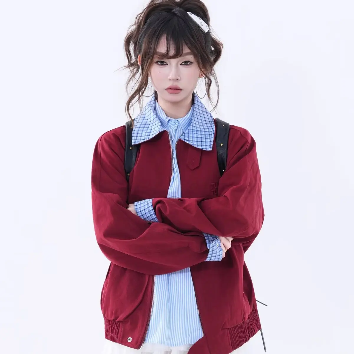 

Теплый износостойкий клетчатый воротник с джатовым воротником Све Open Sle Студенческий цветной воротник Японский Sle Пара College Sl...