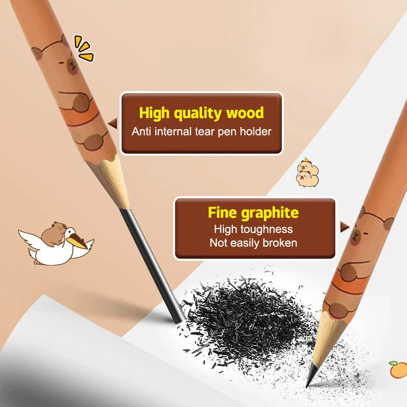 Capybara Tier-Schreibbleistift, 12 Stück, HB-Zeichenstifte, für Studenten, Zeichnen, Skizzieren, Schreibwaren, Bürozubehör, Schulbedarf