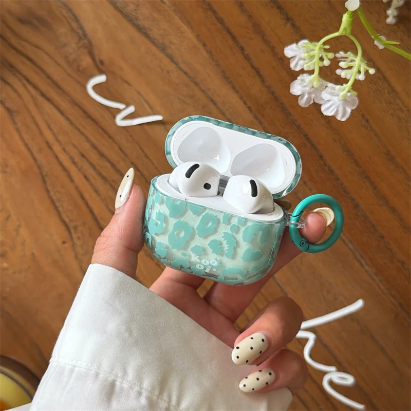 

blue colors leopard print imd earphone case wireless bluetooth charging box for apple airpods 1 2 3 4 pro 2nd 3rd pro2 pro3 cove