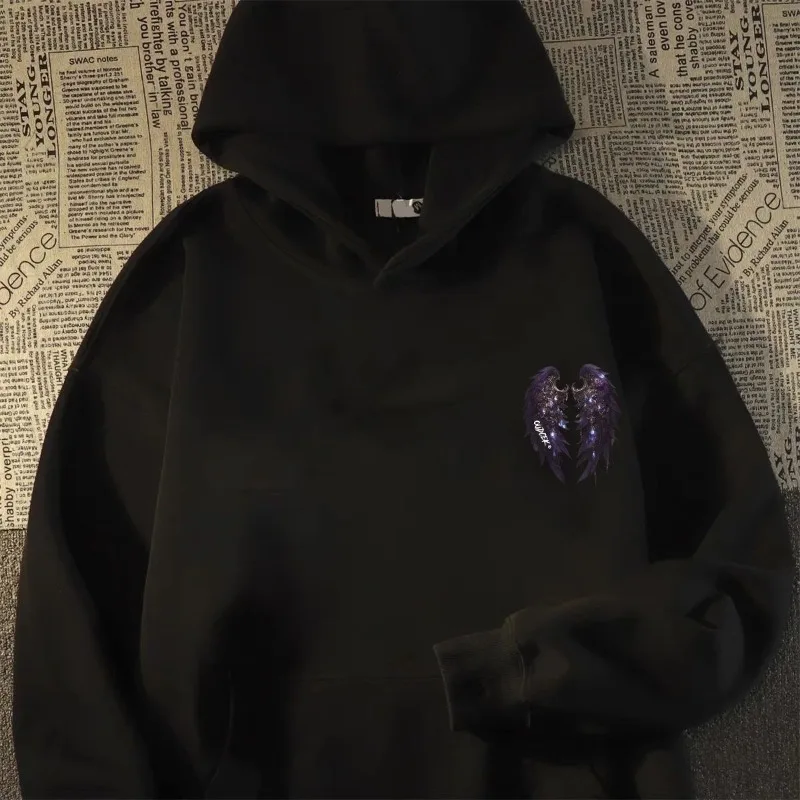 

Черная мужская толстовка с капюшоном в стиле панк, большие размеры, винтажная новинка 90-х годов, забавная модная хлопковая мужская толстовка с капюшоном в стиле Харадзюку