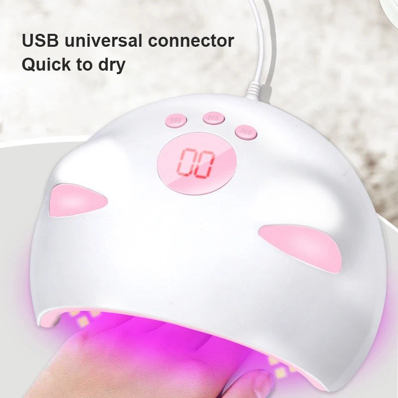 Nagellamp Nageldroger Dubbele Handen Led UV-Lamp Voor Het Uitharden Van UV-Gel Nagellak Met Bewegingsgevoelige Manicure-Tool