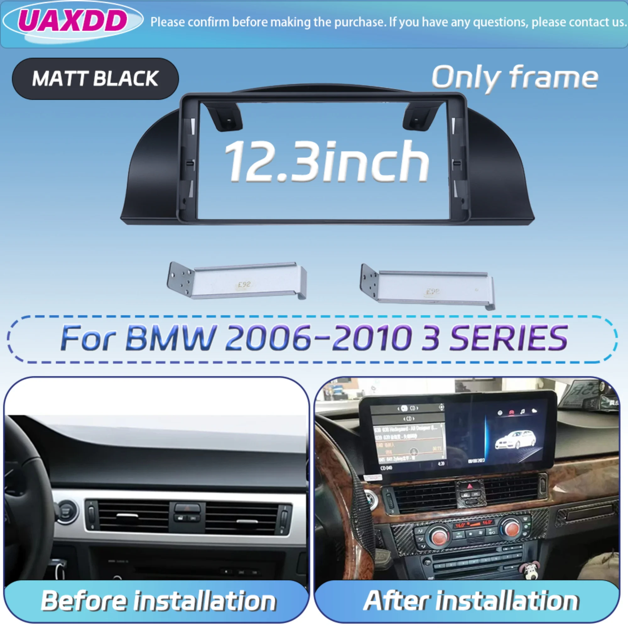 2-DIN-Autoradio für BMW 2006-2019 3 5 6 7 X1 X3 X5 GT E60 E81 E82 E87 SERIE 10,25 12,3 Zoll Android Basisrahmen-Kit Panel Mittelkonsole – Detail 19