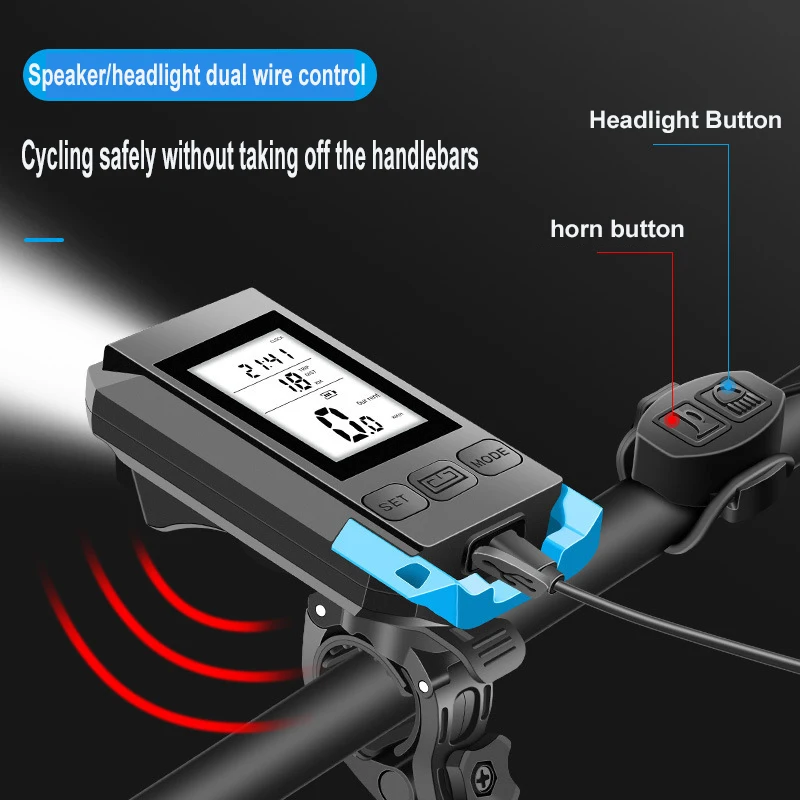 GPS Bike Computer Cycle Wireless Speedometer Bicycle Digital Stopwatch Cycling Computer With Speaker And Light