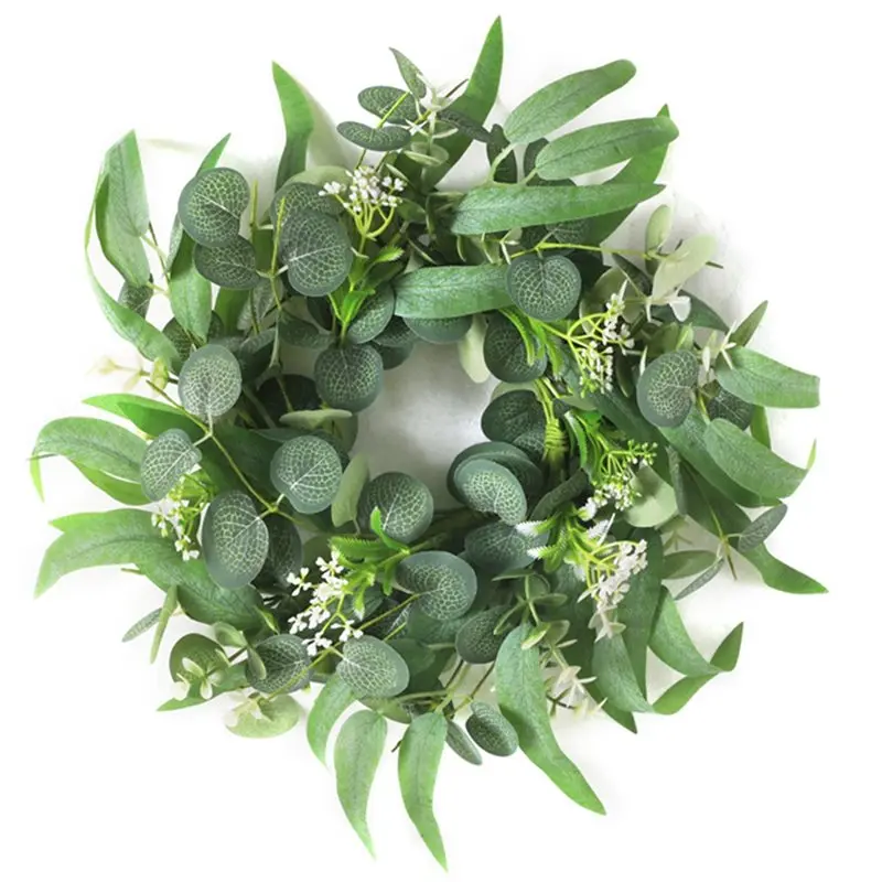 

Венок для свечей ABKO-30 см, мини-венок-подставка для конических свечей, зеленые искусственные цветы, украшение для стола