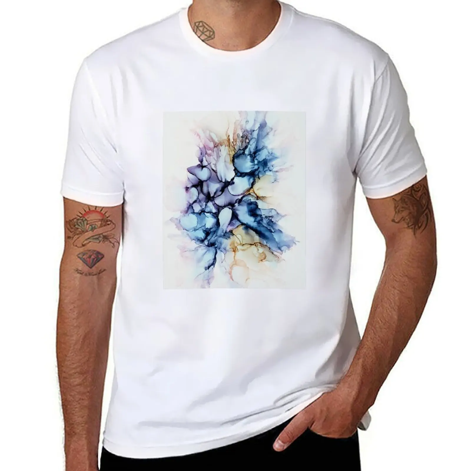 

Abstract alcohol ink T-Shirt t shirts for man cotton man t shirt summer T-Shirt
