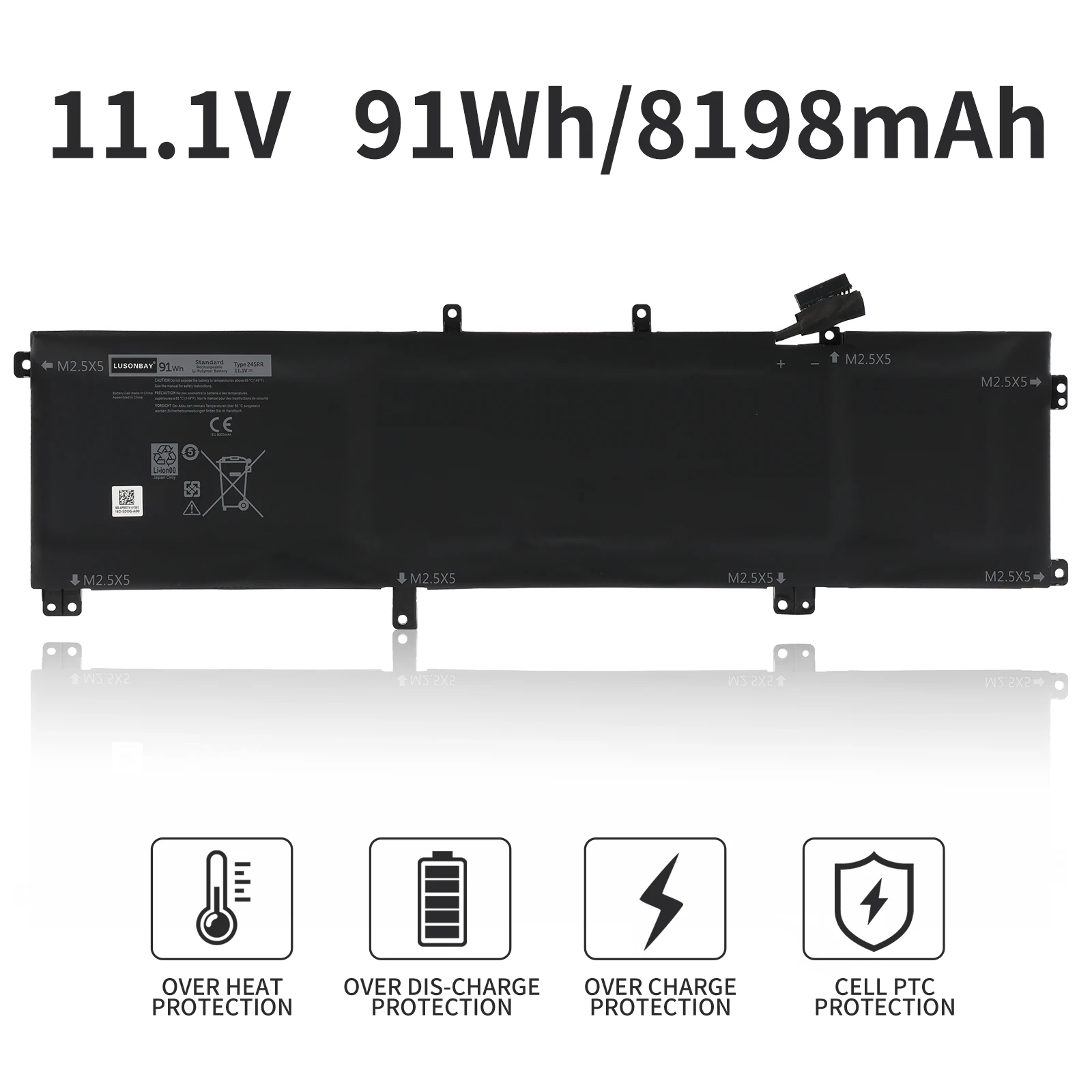 LUSONBAY 91WH 245RR Laptop Battery for DELL XPS 15 9530 9535 Series For DELL Precision M3800 TOTRM H76MV 7D1WJ Fast Delivery
