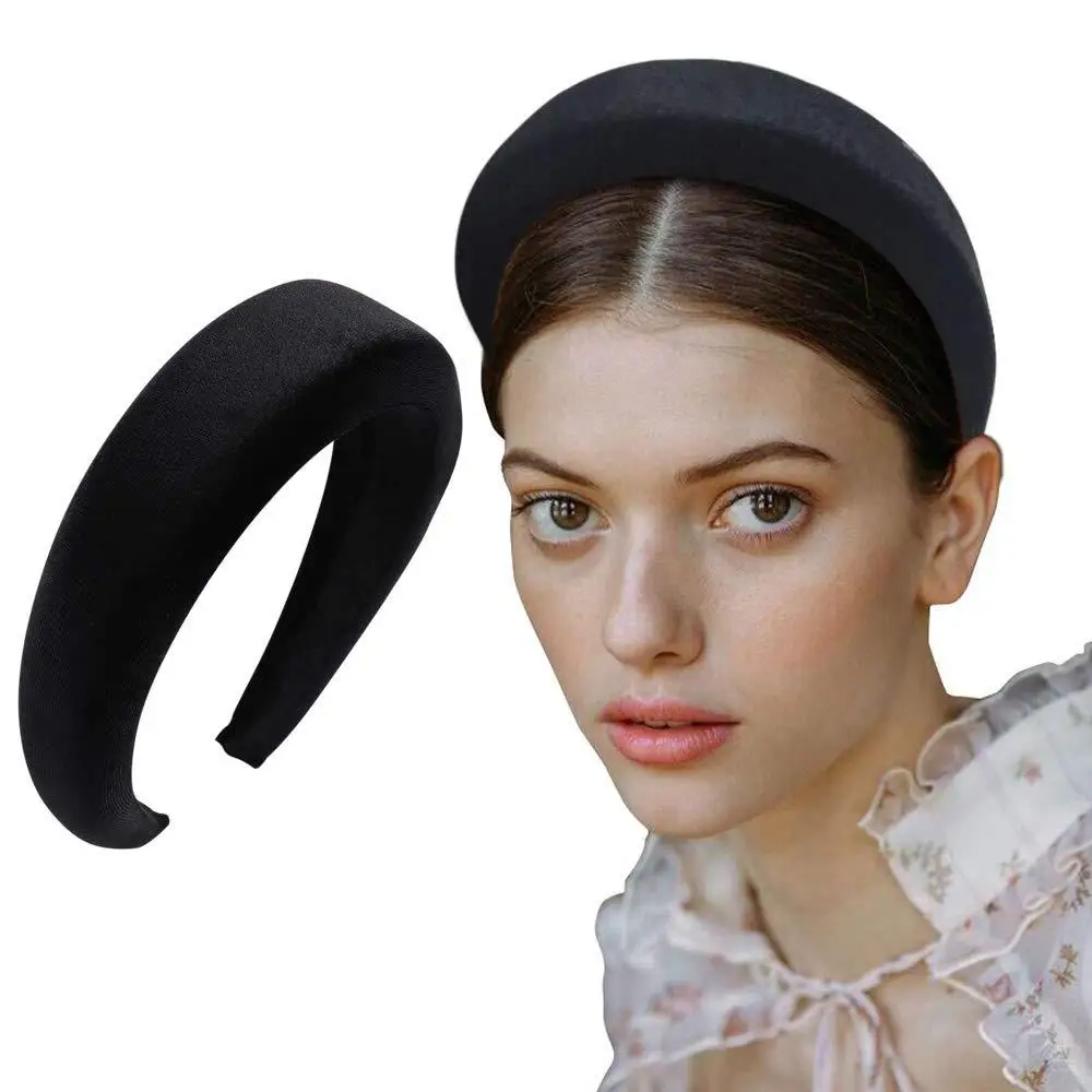 Non-slip Flannel Head Hoop Velvet Padded Headbands Thicken Sponge Hair Hoop Solid Color Wide Hairbands Hair Accessories Vintage