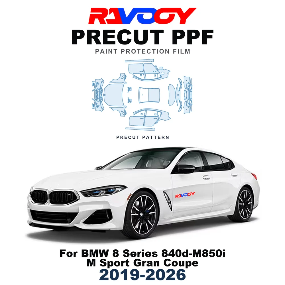 Precut PPF For BMW 8 Series 840d-M850i M Sport Gran Coupe 2019-2026 8.5mil TPU Paint Protection Film Hood Bonnet Bumper Fenders