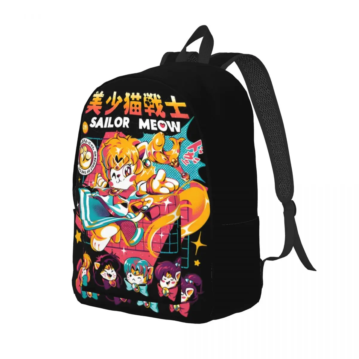 Sailor Meow-mochila de lona para niños y niñas, bolsa de libros de Anime divertido, para guardería, escuela primaria, estudiante, Kawaii, viaje