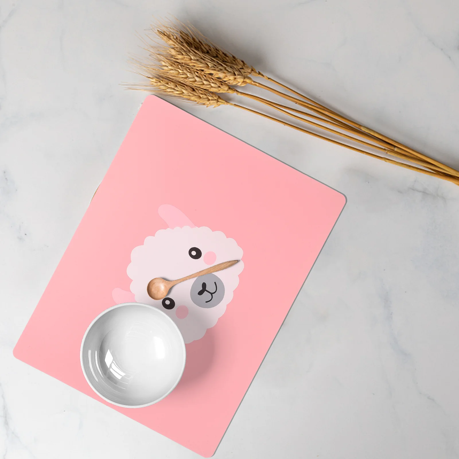 

Kids Silicone Placemat Non-Slip Dining Table Protection Stain Resistant Portable Lightweight Cartoon Design Watercolor Pad