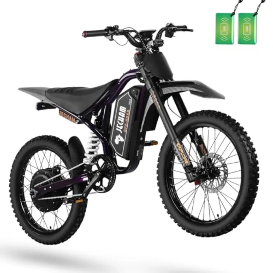

Adult/teen electric dirt bike: aluminum alloy frame, black, 3000W/4700W peak power, 40-50MPH speed, 100-130 miles range, punctu