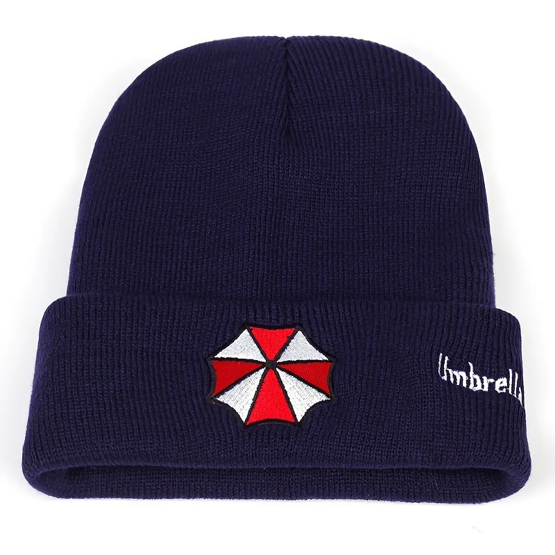 Adult Outdoor Residents Evils Protective Umbrella Knitted Plush Hat Umbrella Corporation Symbol Warm Cap Cosplay Unisex Costume