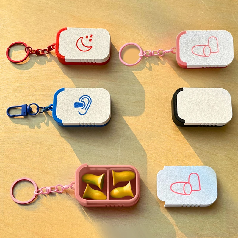 Portable Earplug Storage Box with Keychain Ear Plug Holder Container for Jewelry Vitamins Earring Pills Small Items Organizer