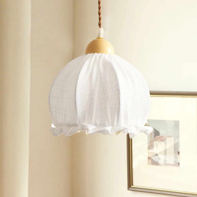 Nordic Cotton Linen Handmade Pendant Lights Living Room Bedroom Dining Room Decor Study Fabric Shade Lamp Indoor Light Fixtures