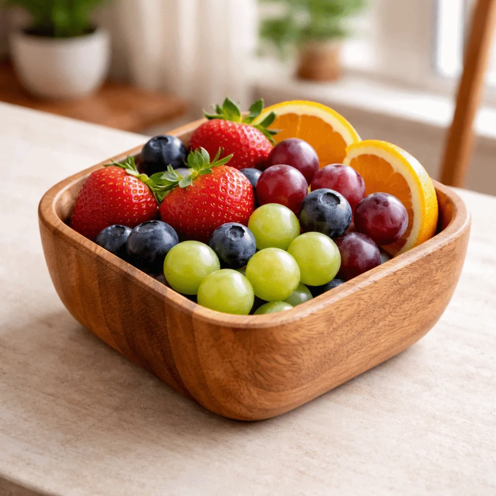 Japanese Style Wooden Bowl Anti Scald Anti-Spill Milk Tea Bowl Elevated Base Thickened High Foot Dessert Plate Dessert