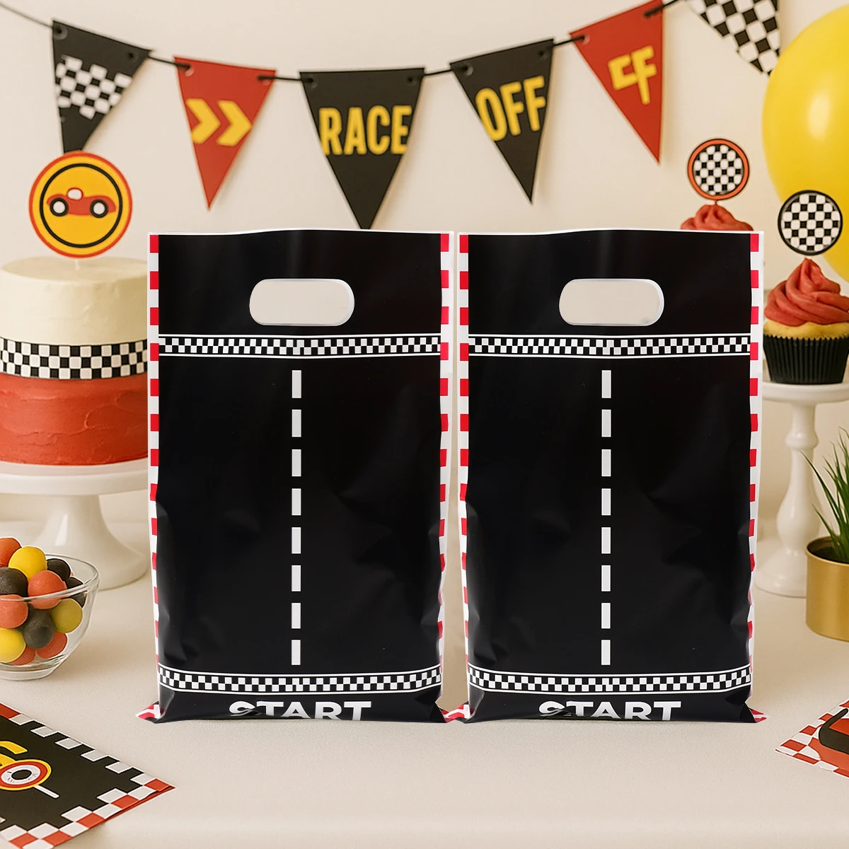 سباق السيارات موضوع هدية التعبئة حقيبة اليد سباق السيارات حفلة عيد ميلاد الديكور الاطفال الصبي حفلة عيد ميلاد لوازم كاندي علاج حقيبة #6