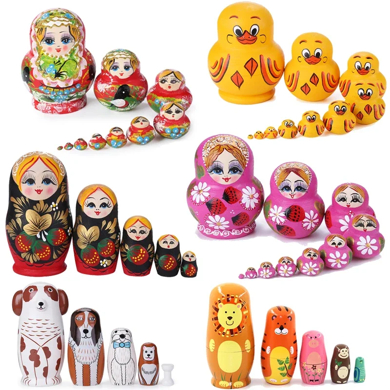

5/10-Layers Matrioschka Houten Russian Nesting Matryoshka Doll Poppen Voor Kinderen Brithday Geschenken Decor Poupée De Russ