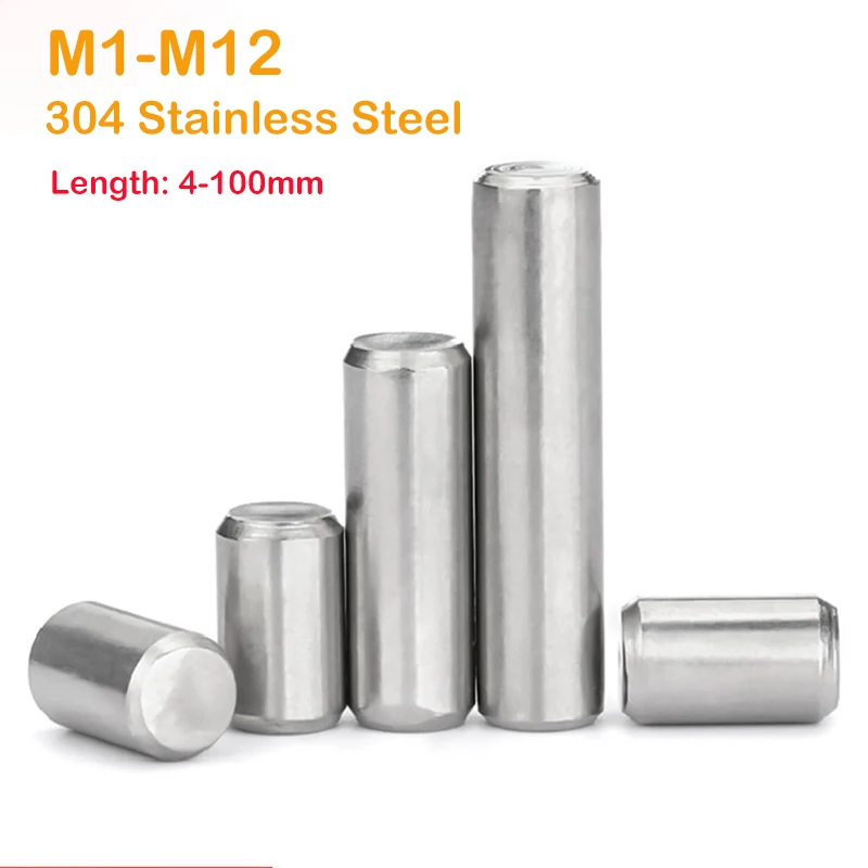 A2-70 304 Stainless Steel Fixed Shaft Solid Rod M1 M1.5 M2 M2.5 M3 M4 M5 M6 M8 M10 Cylindrical Pin Locating Dowel Fixed Shaft