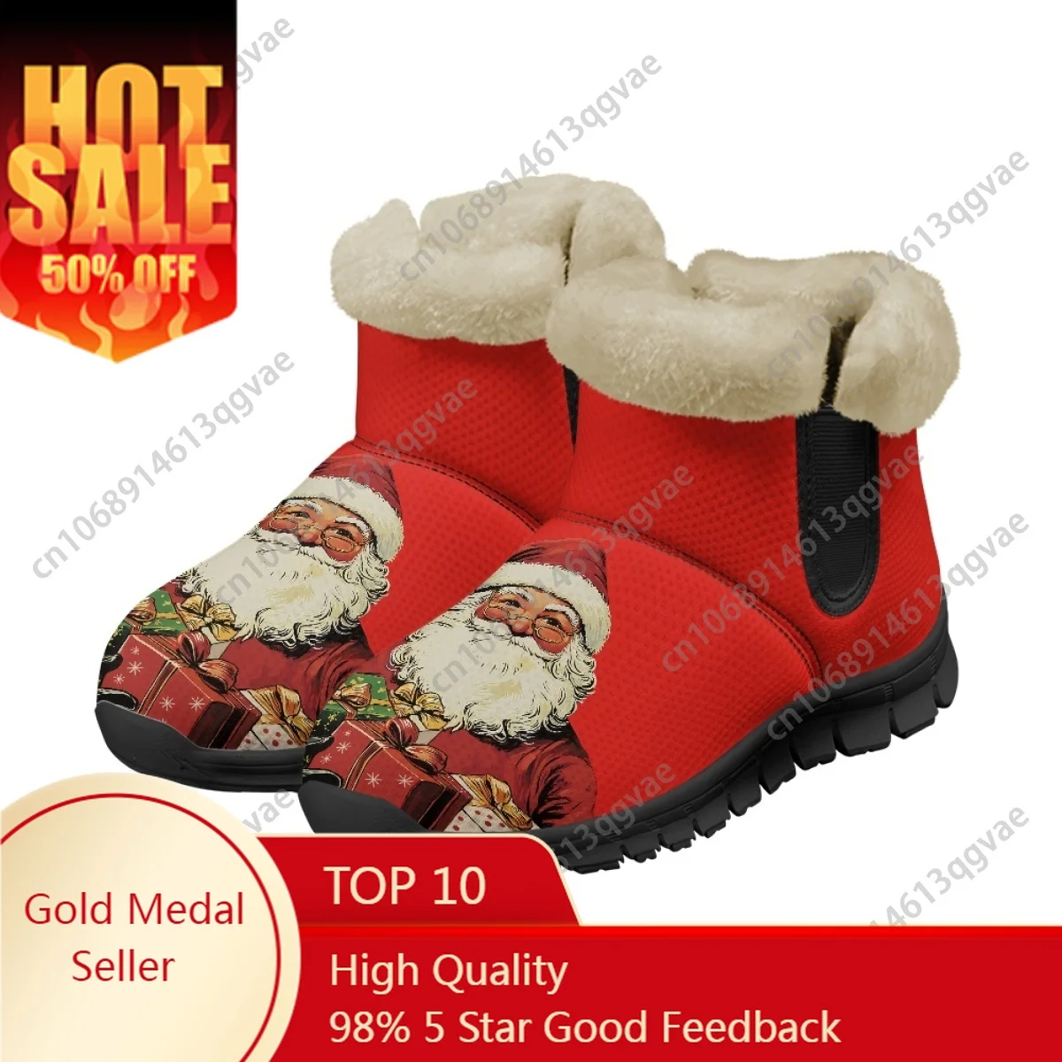 

Merry Christmas Santa Claus Holding Gifts Snow Boots Mens Womens Teenager Custom Boot Shoe High Quality Couple Sports Shoes