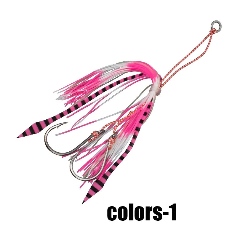 14cm Sea Fishing UV Squid Hooks Silicone Wire Whisker Man Hose Pay Chien and Crooked Mouth Hooks Bait Auxiliary Hooks