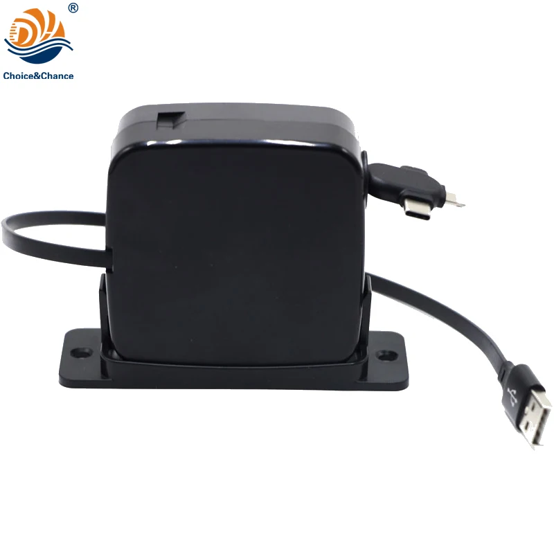 

DYH-1707 Wall Mounted by Dobled-sided Tape 3 in 1 Connector USB Flat Cable for Charging Single Side Pull Out Retractable Cable